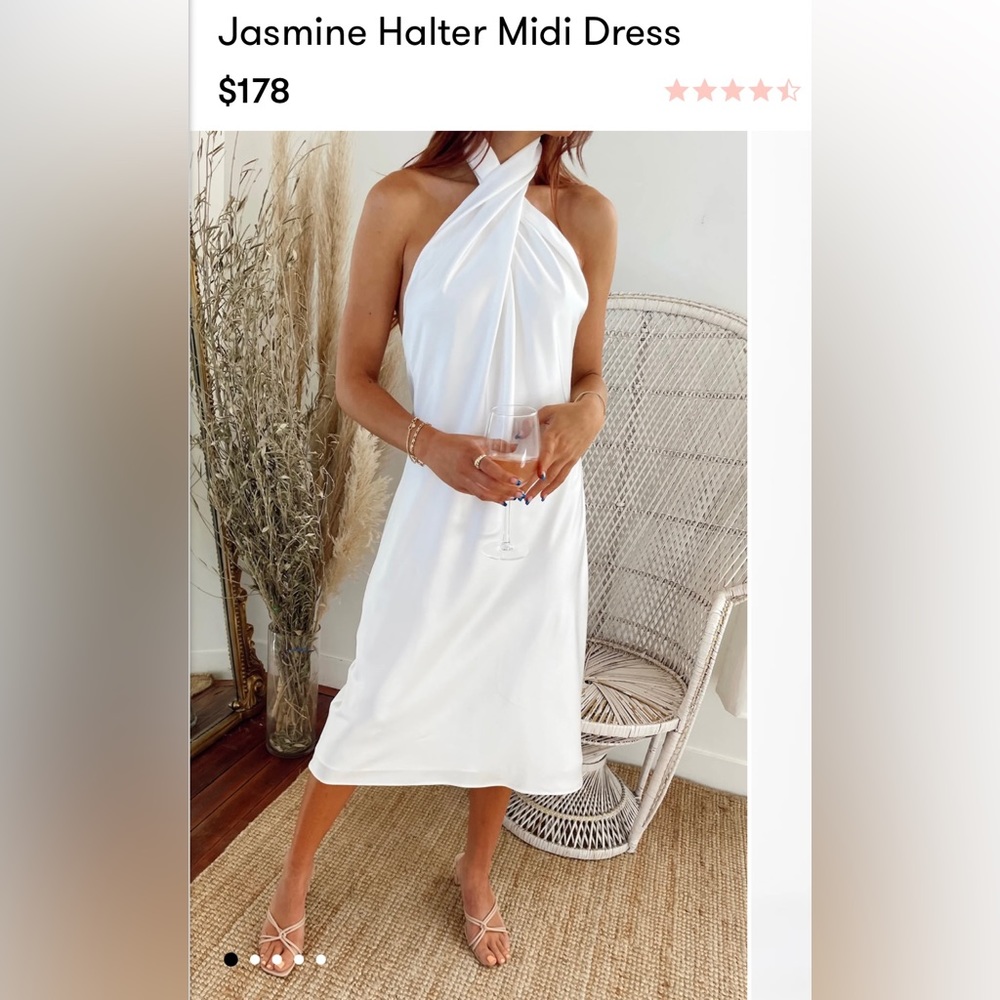 Show Me Your Mumu Jasmine Halter Midi Ivory Satin Luxe